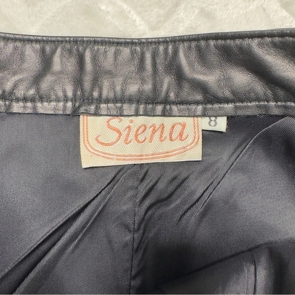 Vintage 1980s 80s Siena Black 100% Leather Midi Length Pencil Skirt Womens 8 - Picture 11 of 12